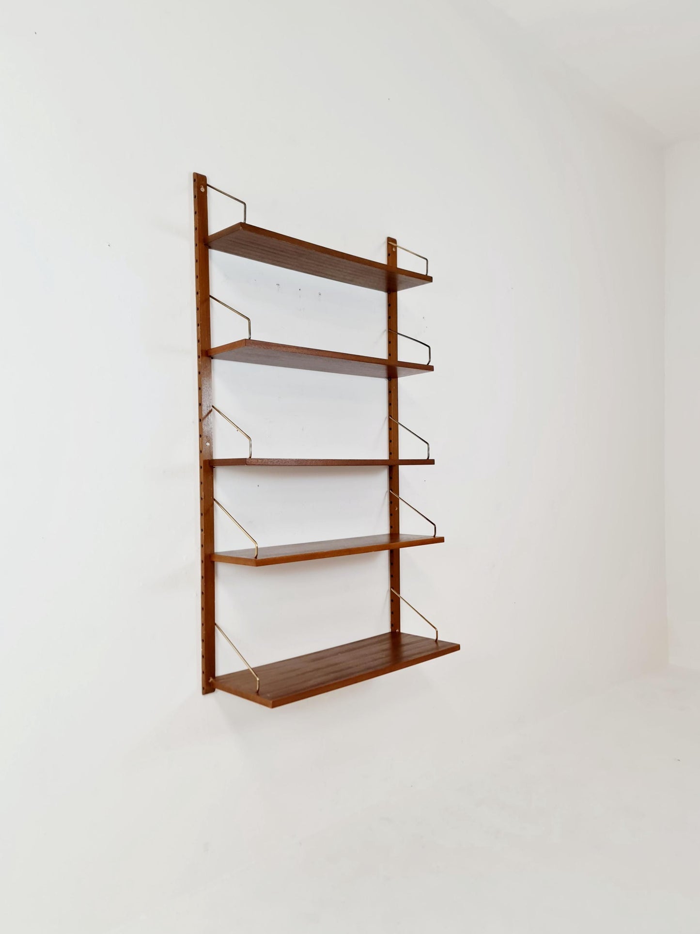 Midcentury Danish walnut Wall-Mounted Shelving Unit, by Royal for Poul Cadovius, 1960s