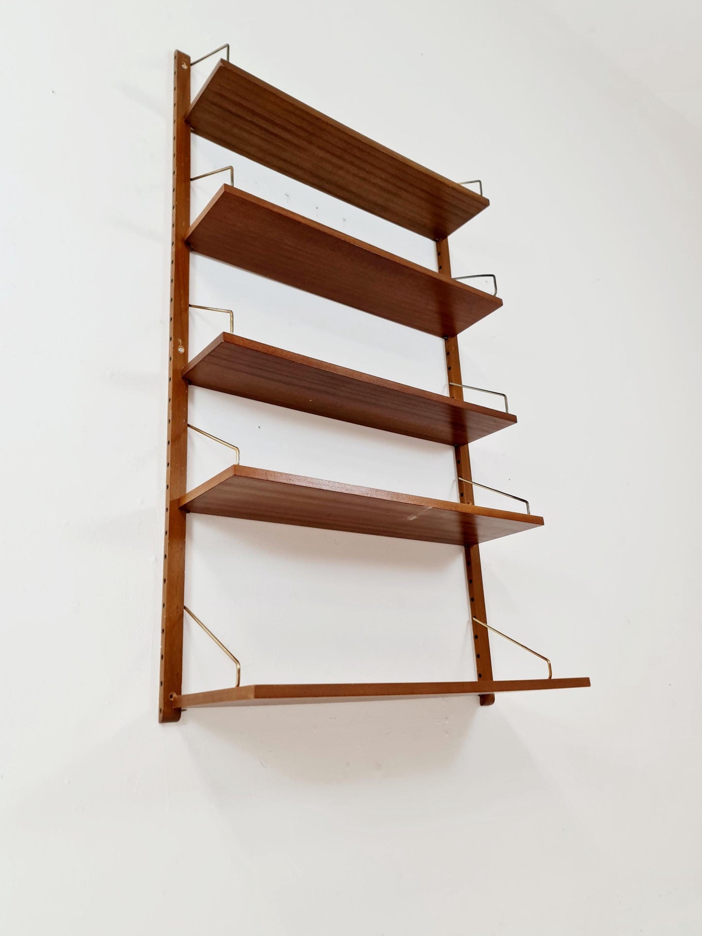 Midcentury Danish walnut Wall-Mounted Shelving Unit, by Royal for Poul Cadovius, 1960s