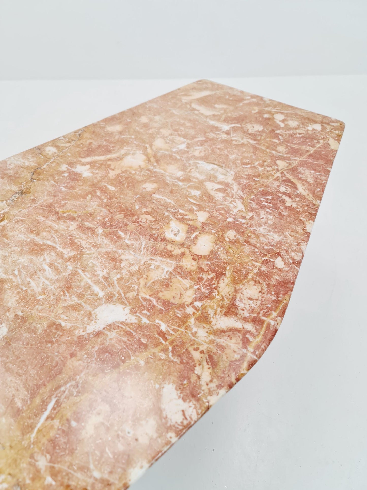 Mid century Italian asymmetric Coffe table with iron legs & pink Marble 1950s