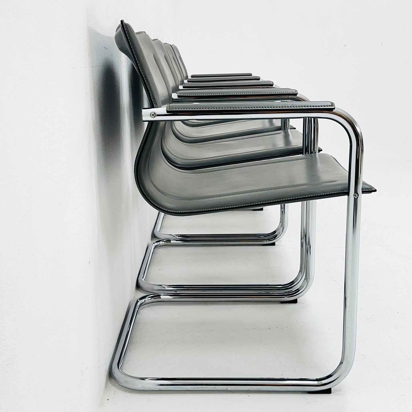 Set of 4 Italian Cantilever MG15 leather Armchairs by Matteo Grassi, 1970s