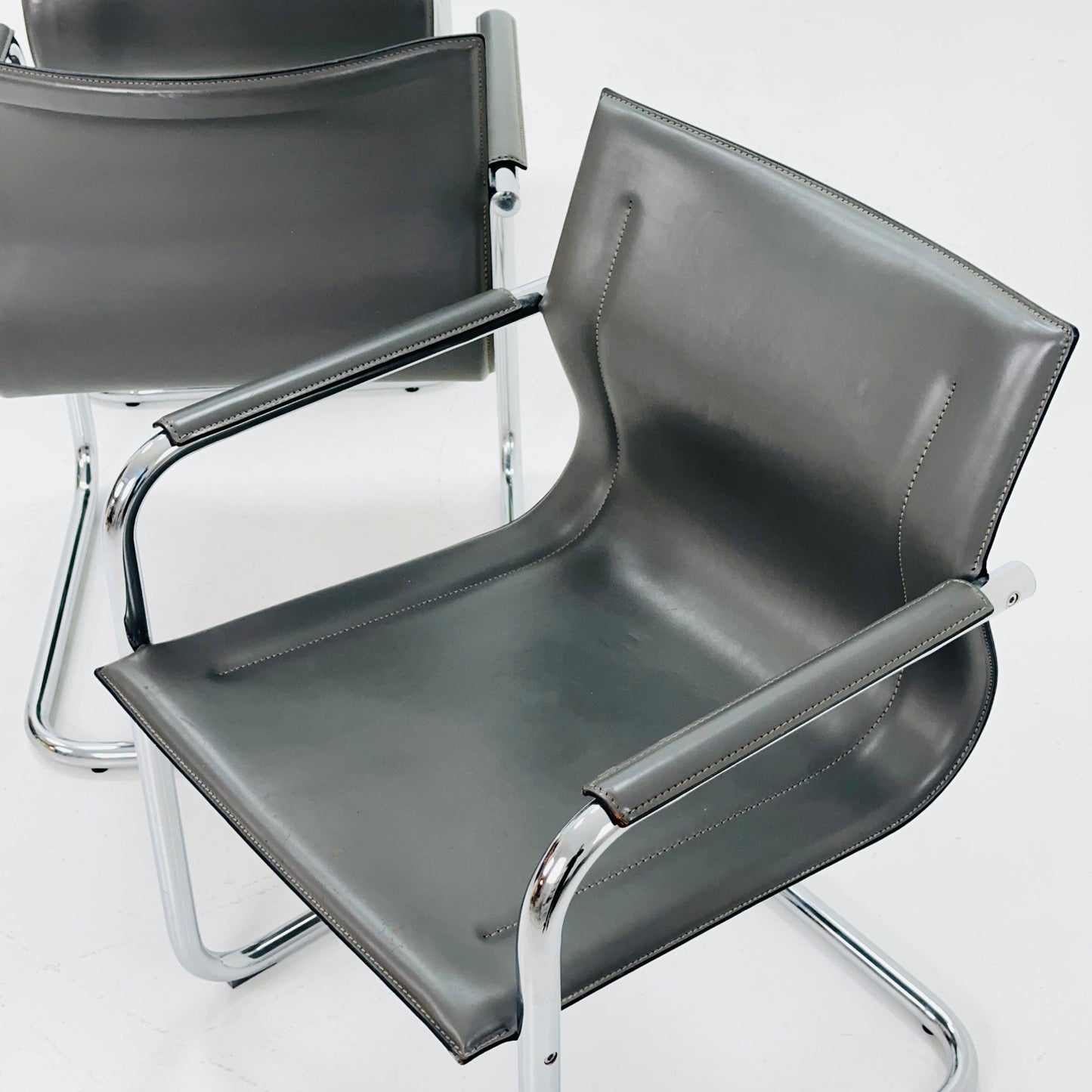 Set of 4 Italian Cantilever MG15 leather Armchairs by Matteo Grassi, 1970s