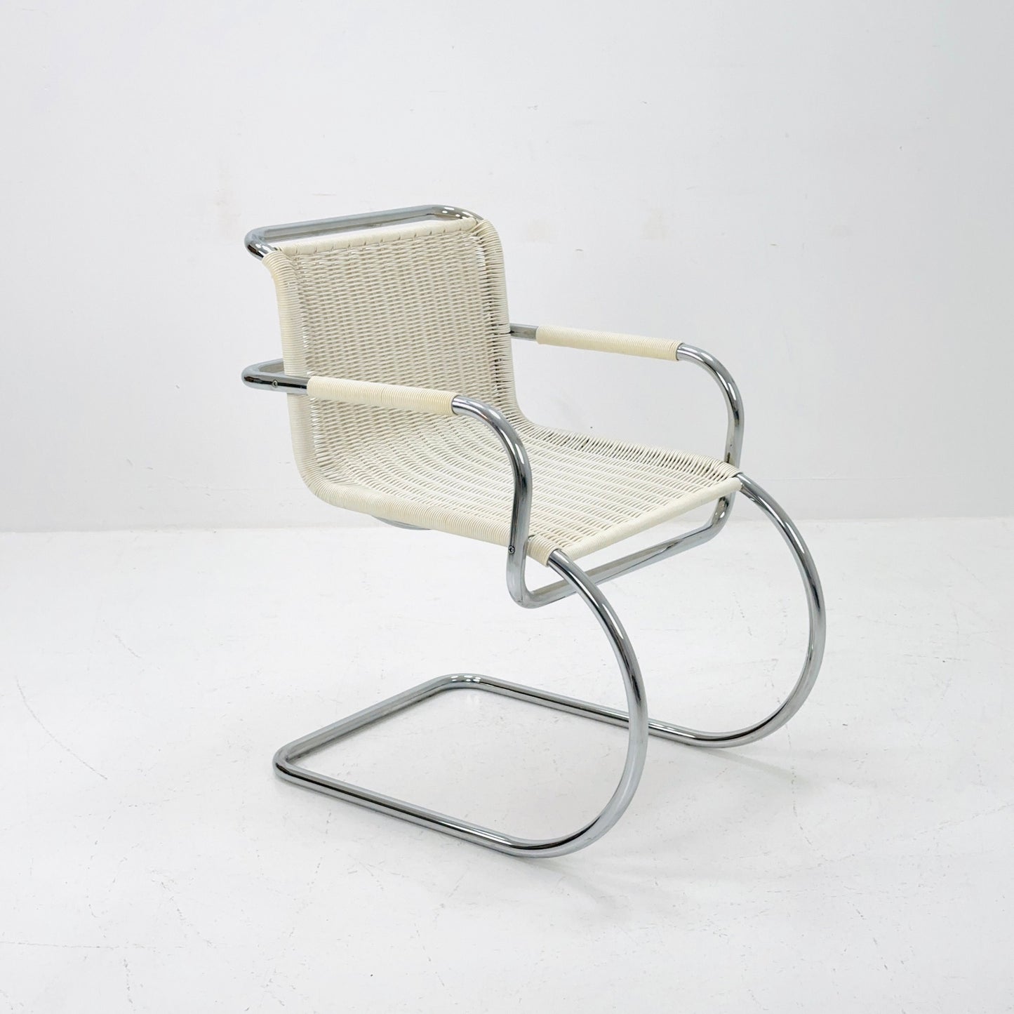 Mid century chrome & wicker Triennale chair by Franco Albini for Tecta, 1980s