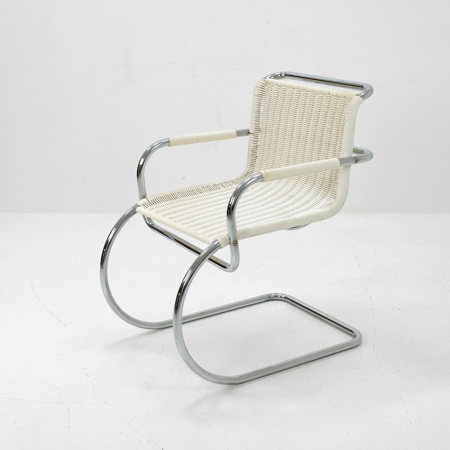 Mid century chrome & wicker Triennale chair by Franco Albini for Tecta, 1980s