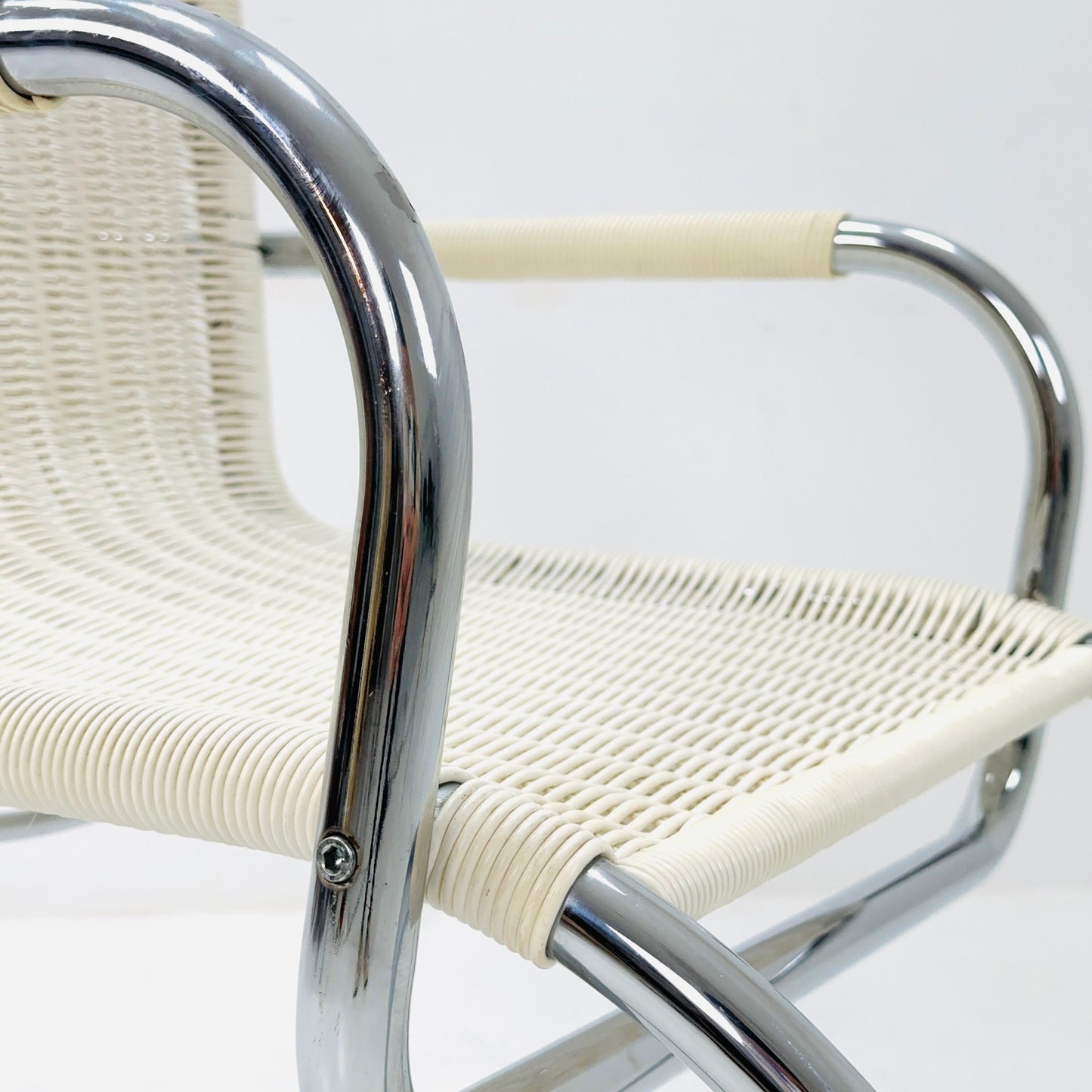 Mid century chrome & wicker Triennale chair by Franco Albini for Tecta, 1980s