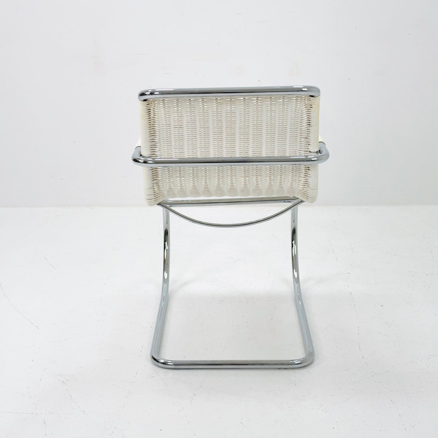 Mid century chrome & wicker Triennale chair by Franco Albini for Tecta, 1980s