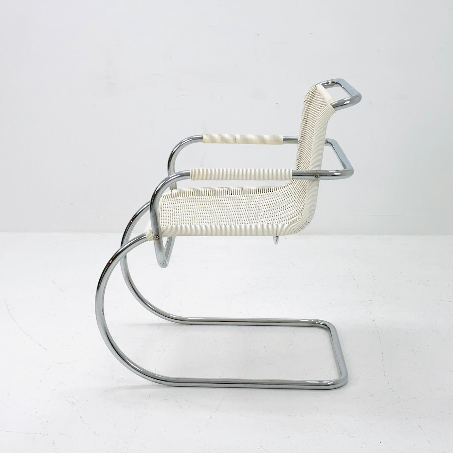 Mid century chrome & wicker Triennale chair by Franco Albini for Tecta, 1980s
