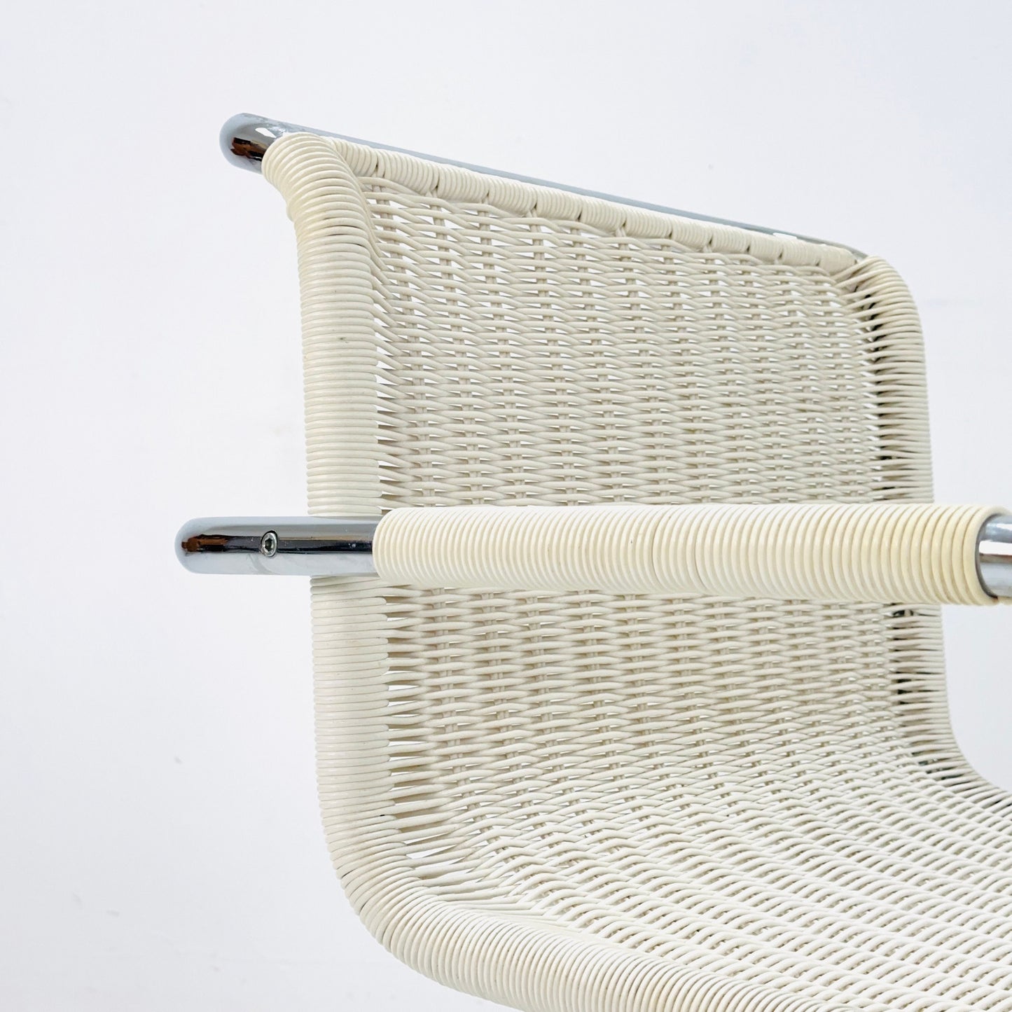 Mid century chrome & wicker Triennale chair by Franco Albini for Tecta, 1980s