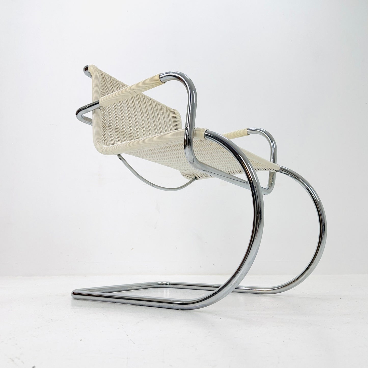 Mid century chrome & wicker Triennale chair by Franco Albini for Tecta, 1980s