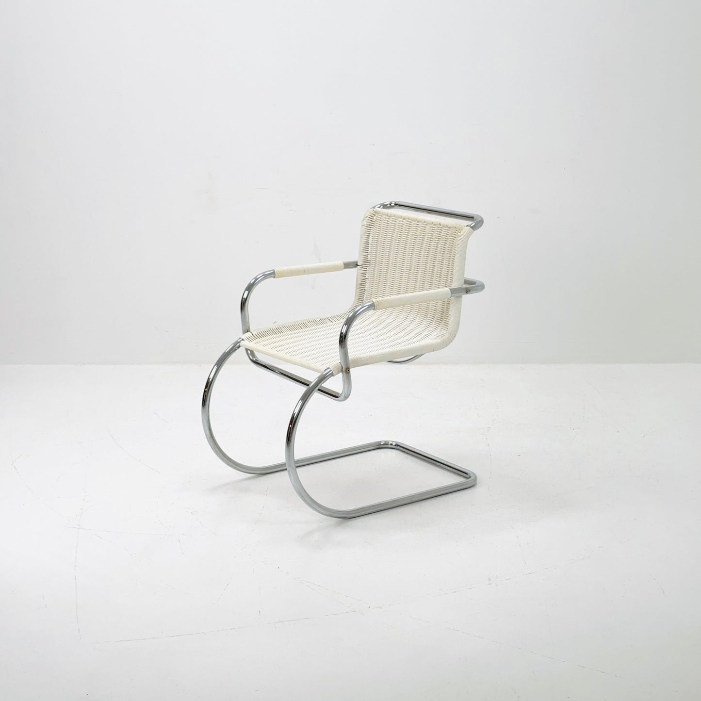 Mid century chrome & wicker Triennale chair by Franco Albini for Tecta, 1980s