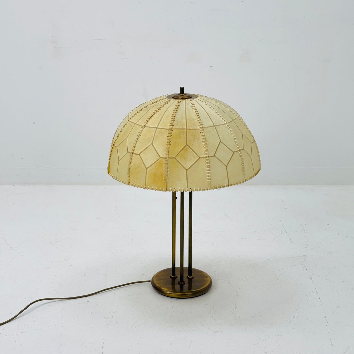 Mid century table lamp with sewn shade by Idell Kaiser Leuchten, 1960s