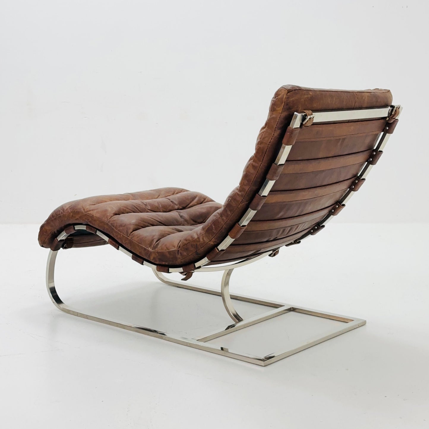 Mid Century Lounge chair leather and chrome, Ludwig Mies van der Rohe Italy '