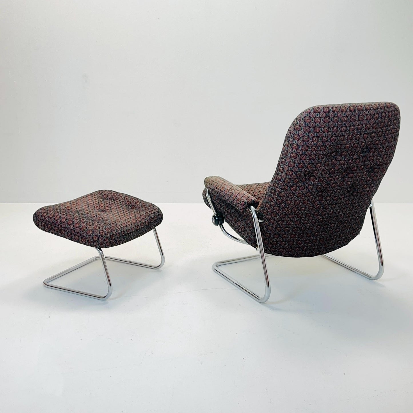 Mid century Ekornes reclining armchair and ottoman Norway 1980s