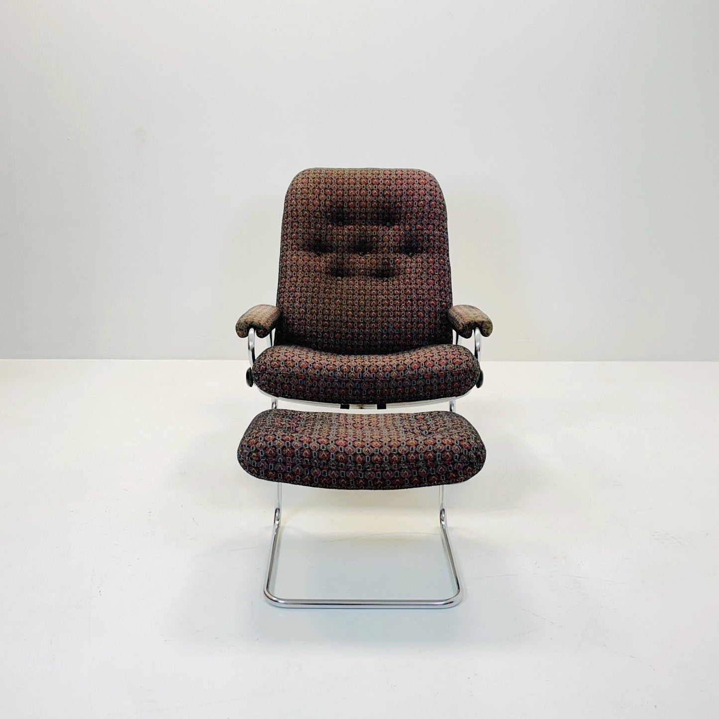 Mid century Ekornes reclining armchair and ottoman Norway 1980s