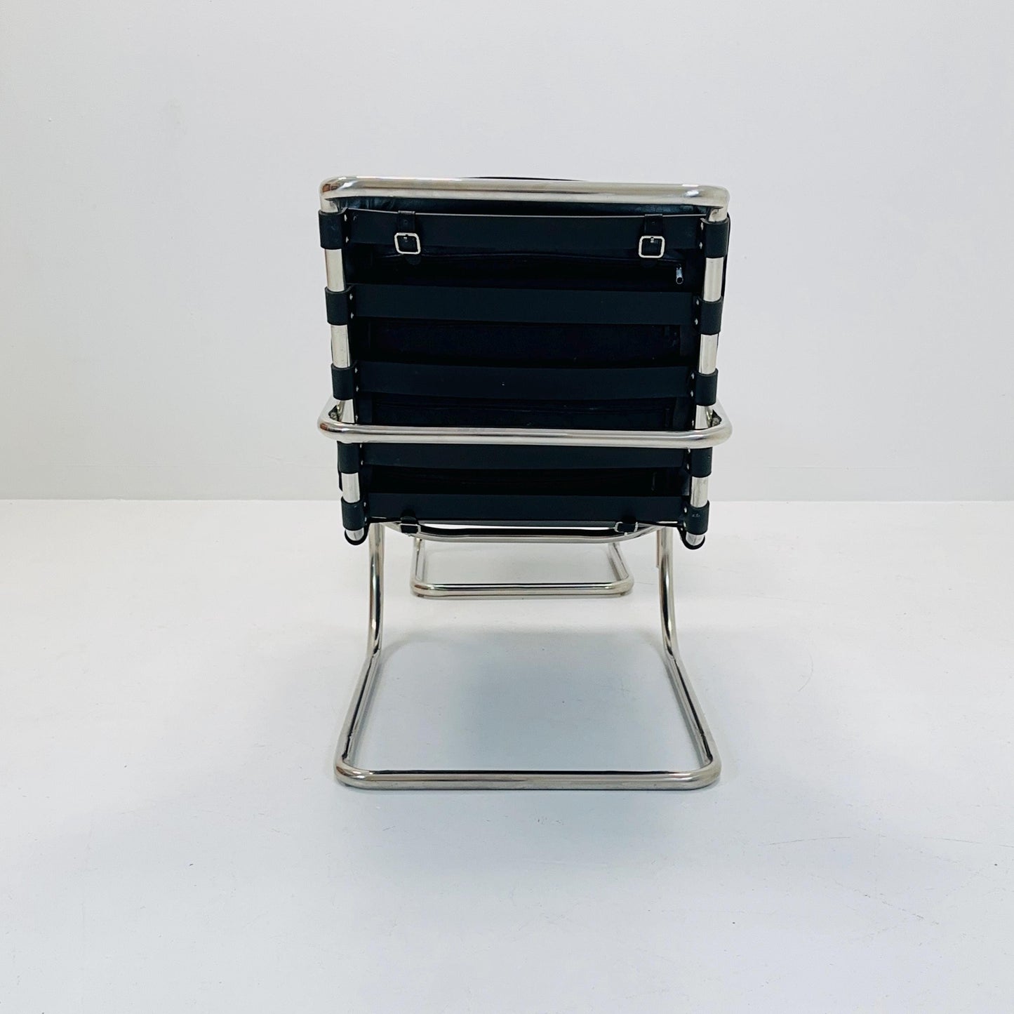 Bauhaus Mr Lounge tubular armchair with ottoman by Ludwig Mies Van Der Rohe ,Bauhaus 1980s