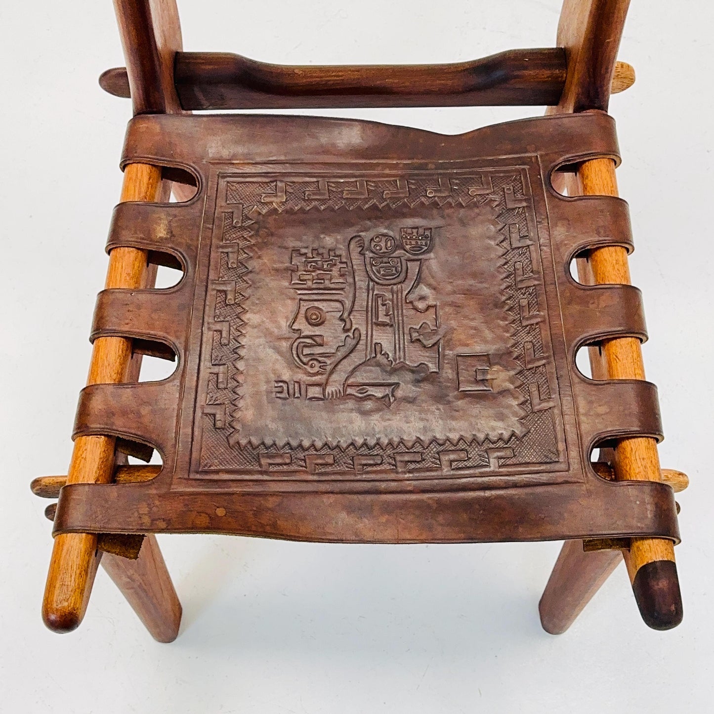 Ecuadorian dining chair with stamped leather by Angel Pazmino, 1960s