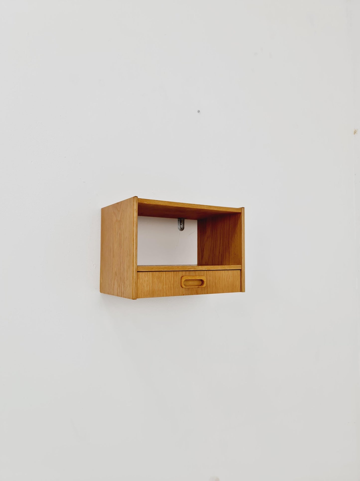 Scandinavian string oak floating/ hanging bedside table/ nightstand, 1960s