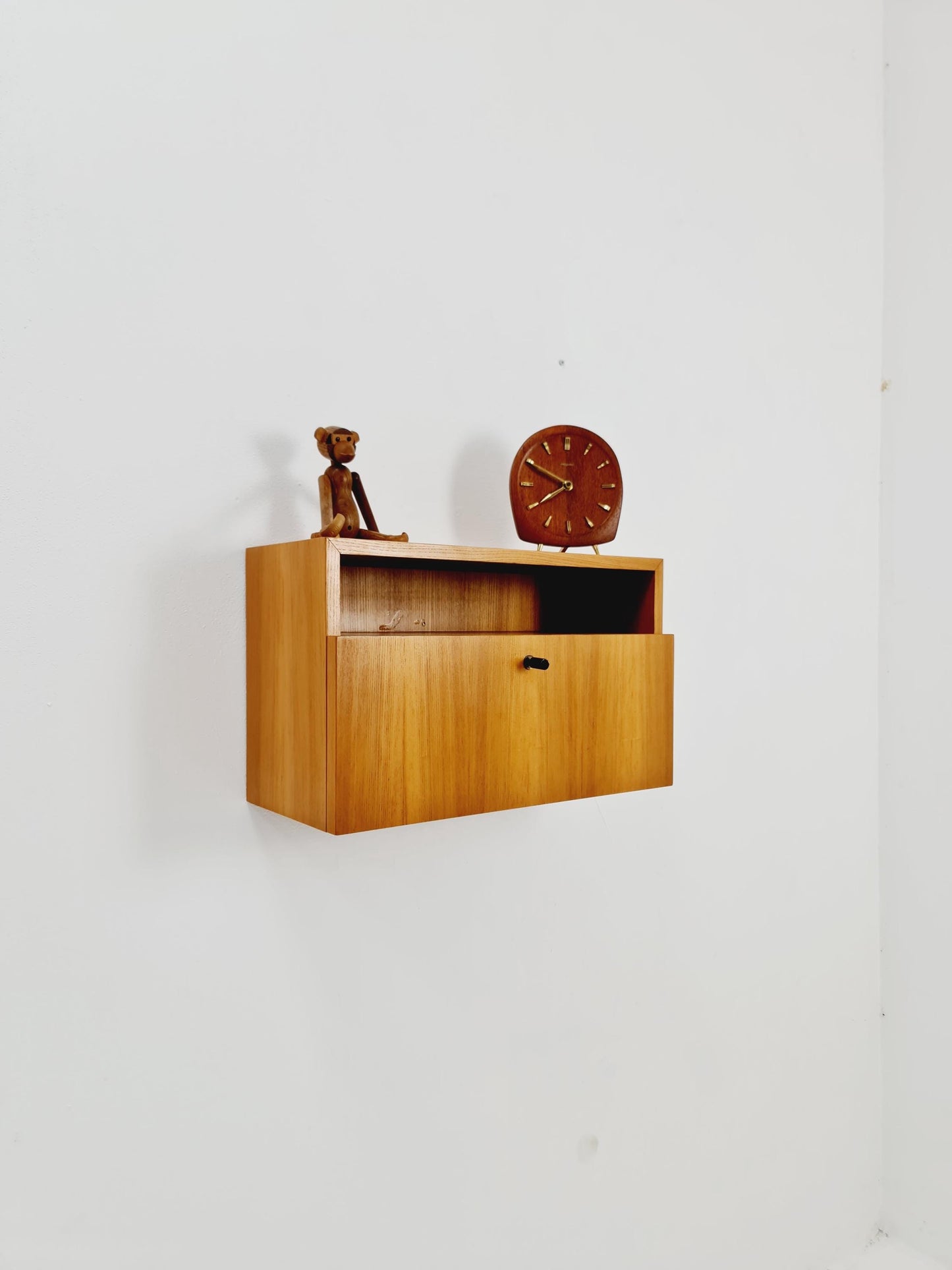 Scandinavian string Ash floating/ hanging bedside table/ nightstand, 1960s