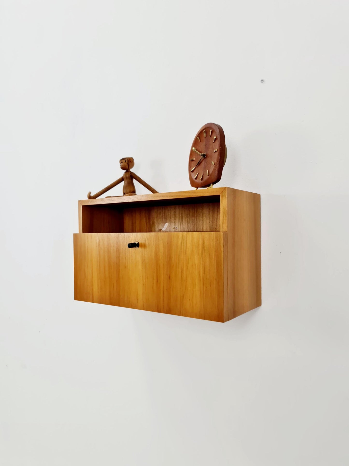 Scandinavian string Ash floating/ hanging bedside table/ nightstand, 1960s