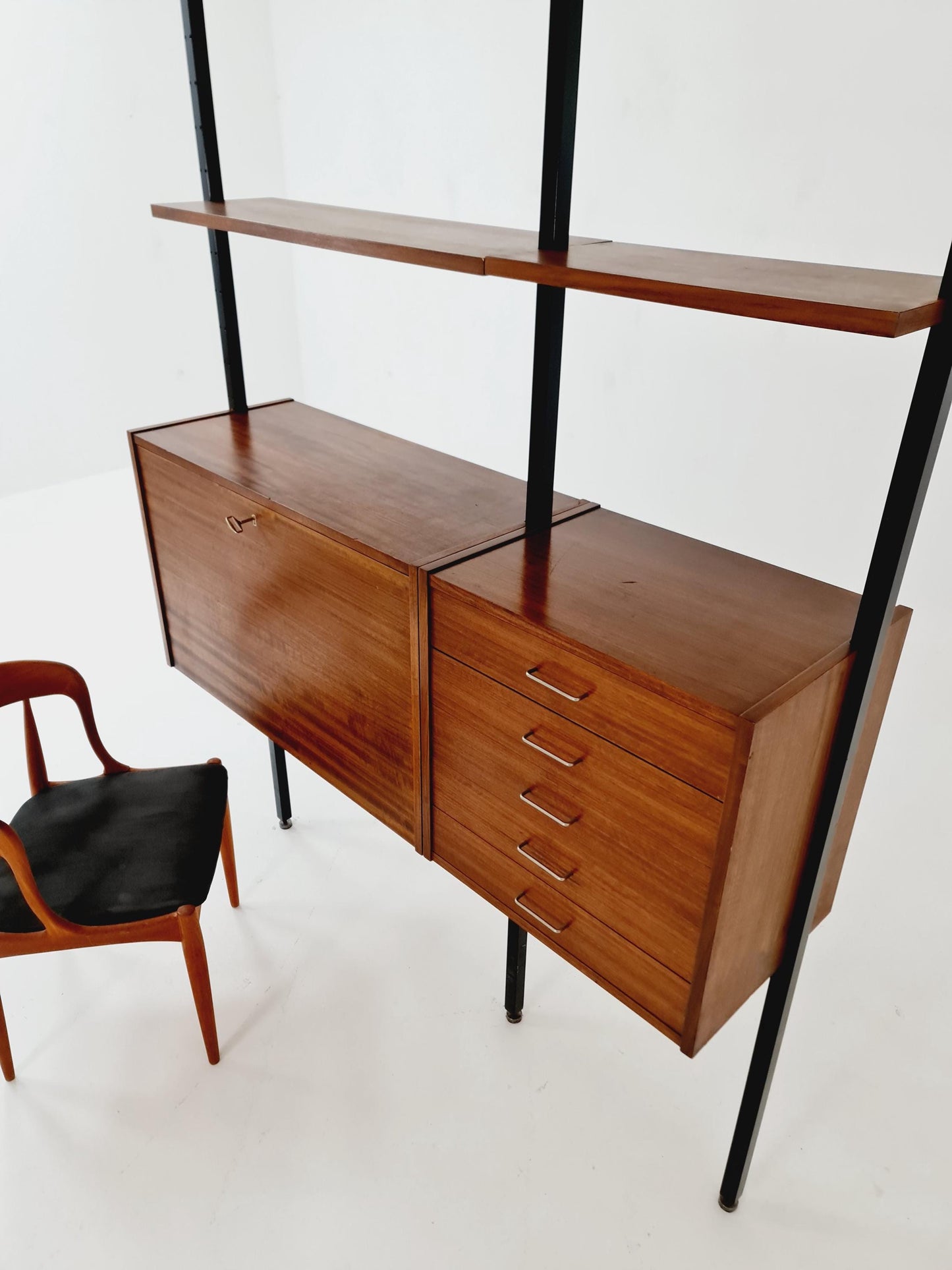 Danish teak room divider modular vintage library bookcase shelf-system , 1960s