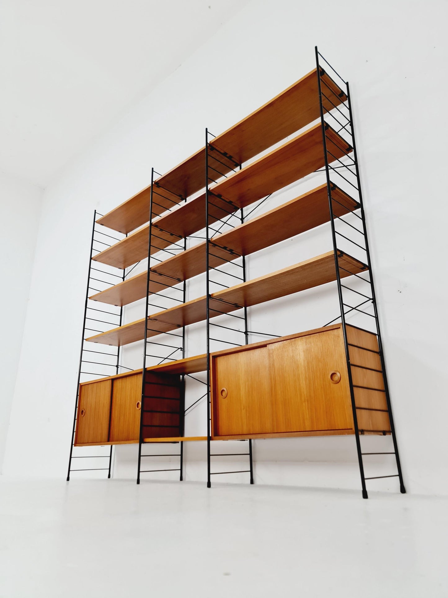 String shelf-system, bookcase with 2 cabinet teak by WHB Germany, 1950s