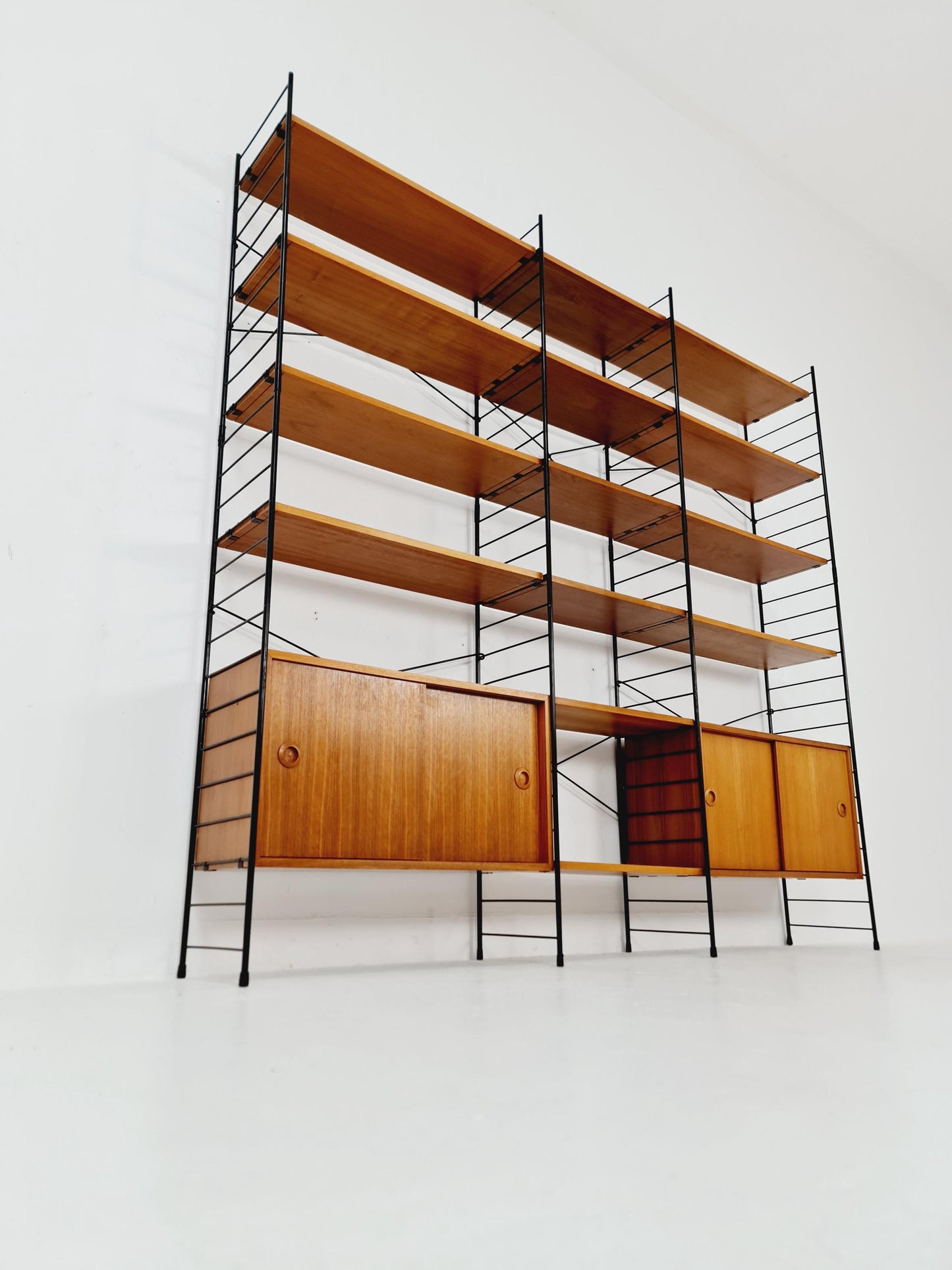 String shelf-system, bookcase with 2 cabinet teak by WHB Germany, 1950s