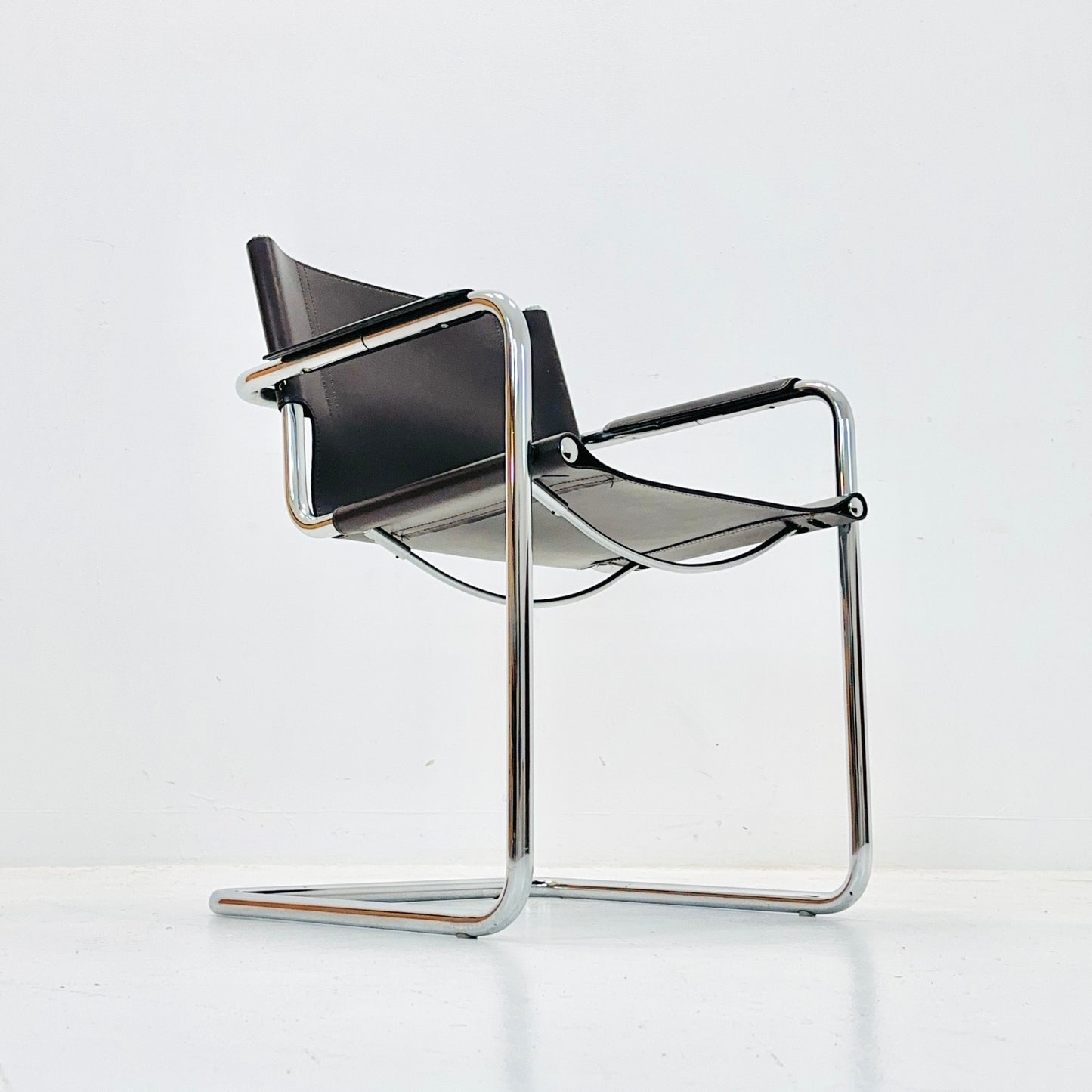 1 of 4 Matteo Grassi visitor chair in brown leather 1970s