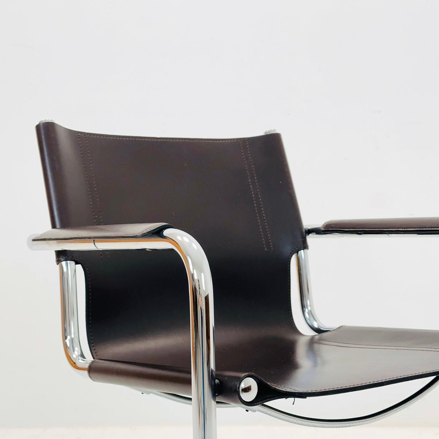 1 of 4 Matteo Grassi visitor chair in brown leather 1970s