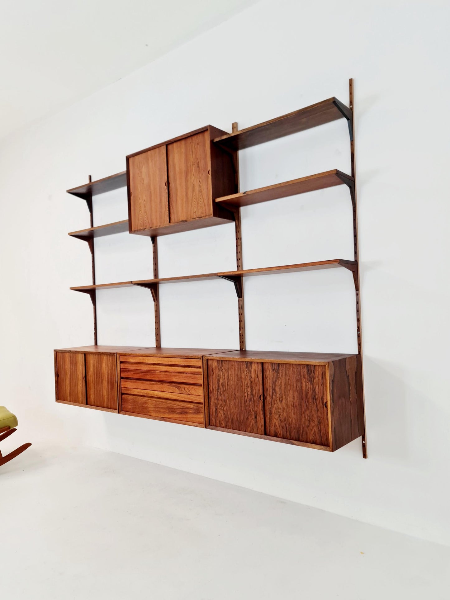 Big Mid century Danish Rosewood Wall Unit with 3 cabinets by Poul Cadovius for Cado, Denmark, 1960s