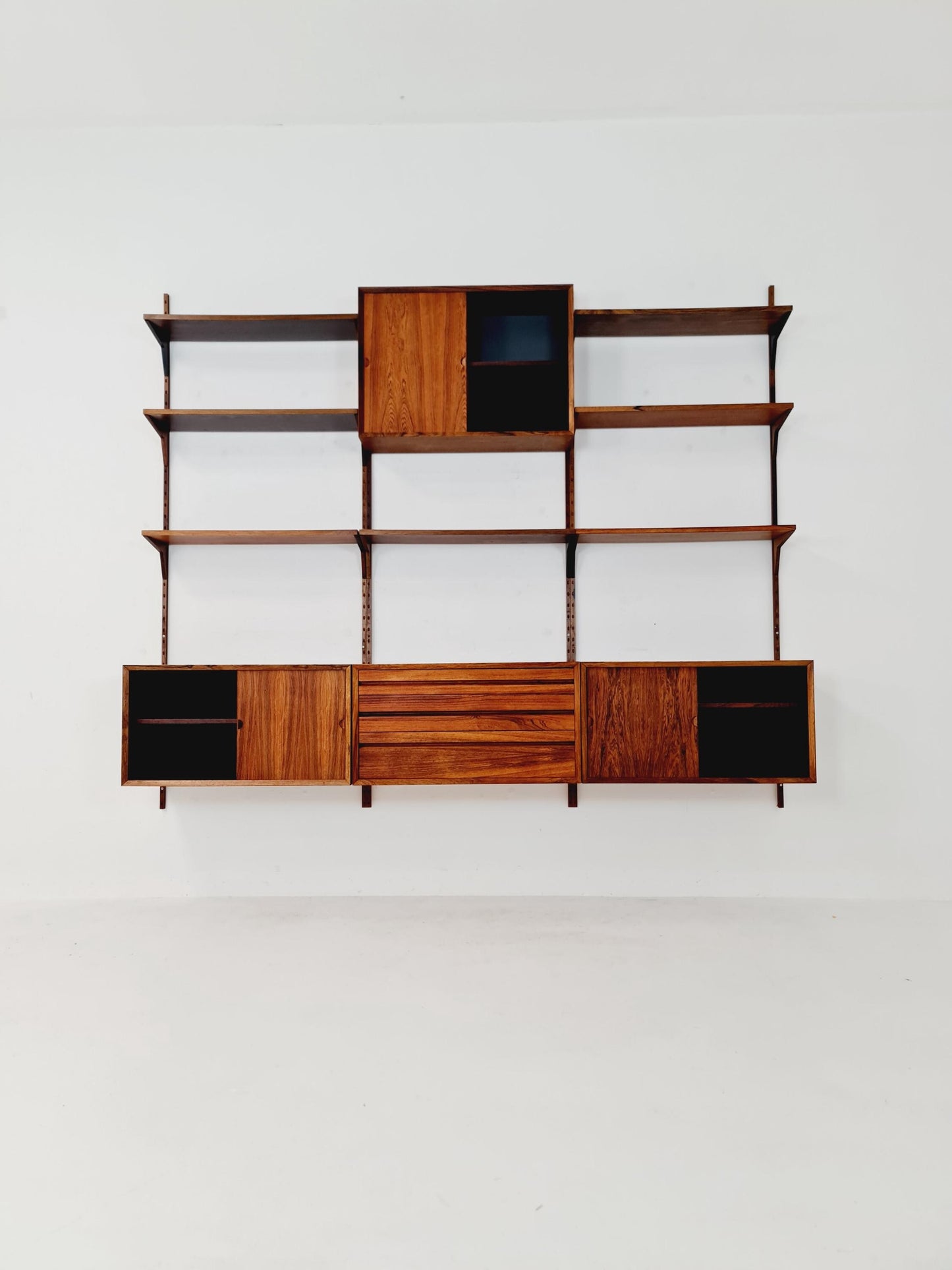 Big Mid century Danish Rosewood Wall Unit with 3 cabinets by Poul Cadovius for Cado, Denmark, 1960s