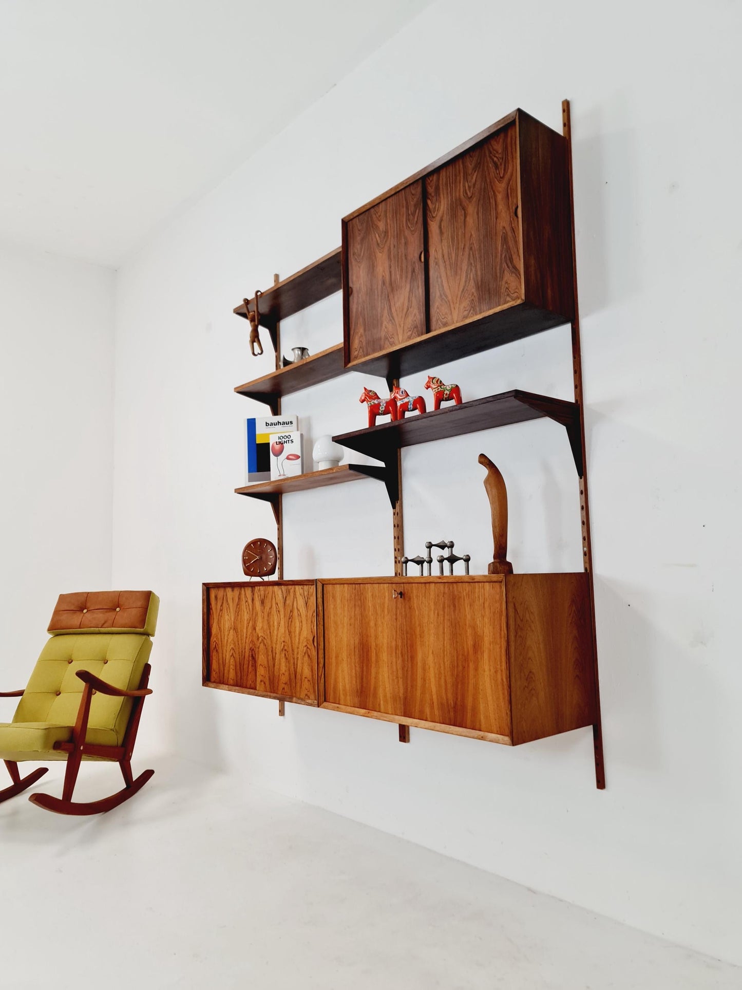 Mid century Danish rosewood Wall Unit with Bar Cabinet by Poul Cadovius for Cado, Denmark, 1960s