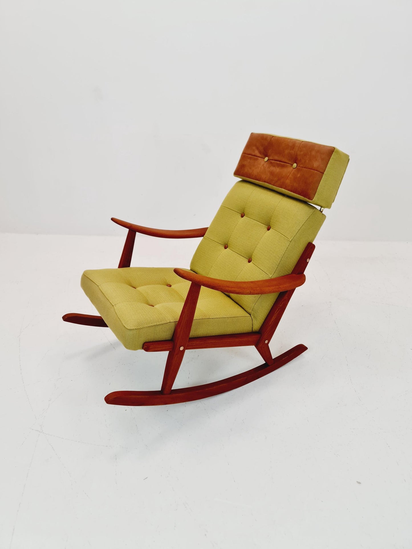 Mid century Scandinavian solid teak Rocking Chair , 1960s