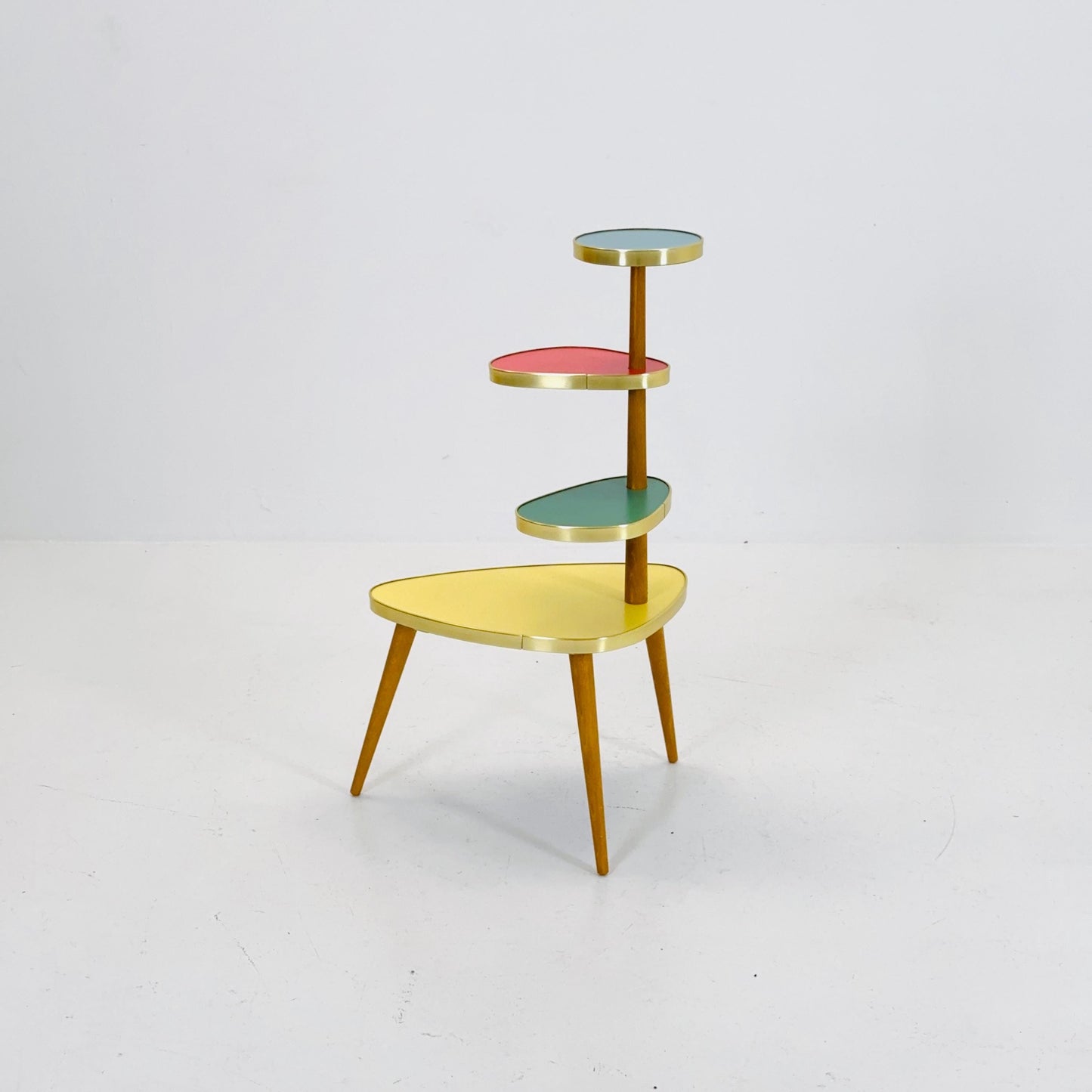 BIG German Plant Stand, Colorful Vintage Mid-Century Minimalist Indoor Plant Stand Side Table Retro table