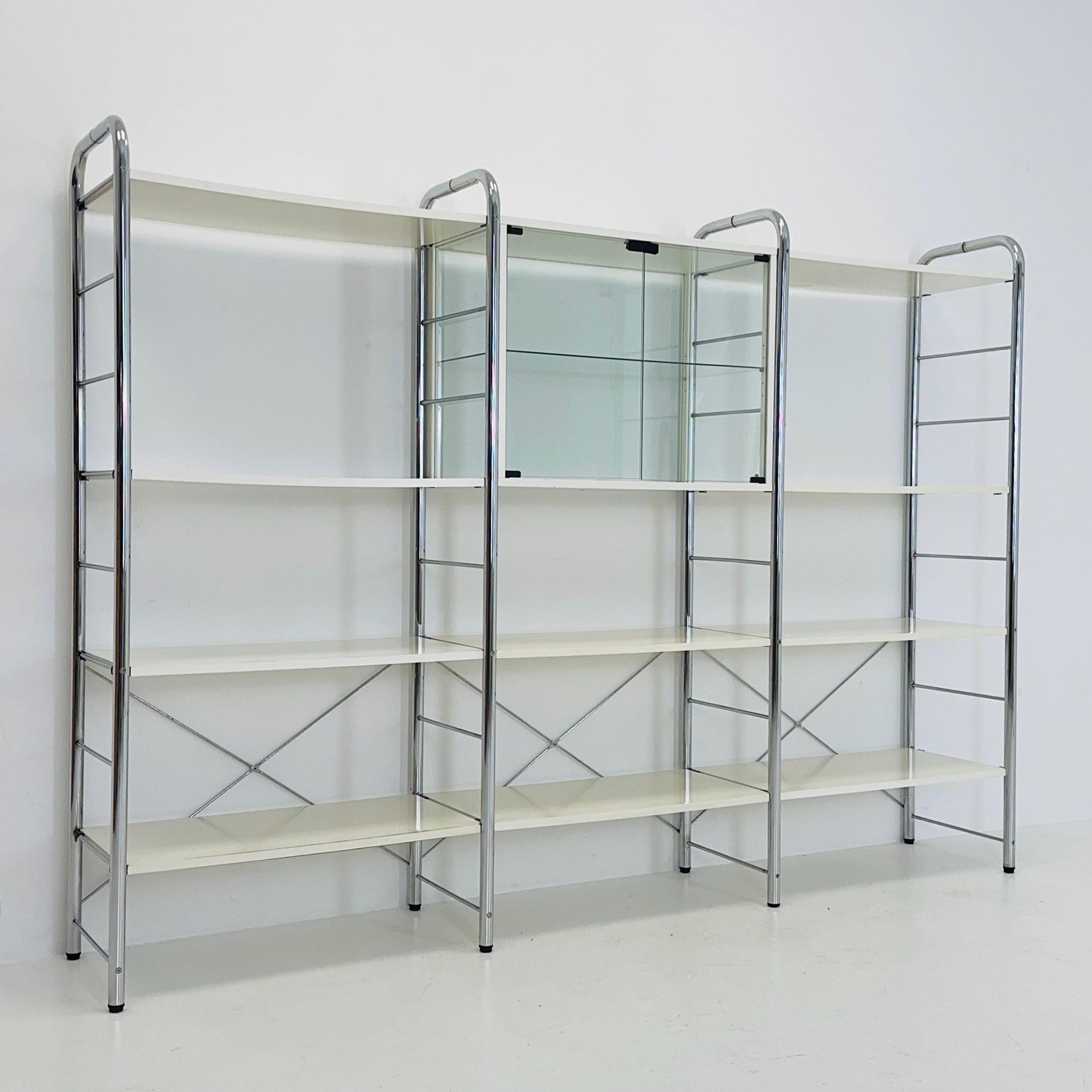 Minimalist white standing modular shelving system Niklas BY Rutger Andersson for IKEA Sweden 1980s