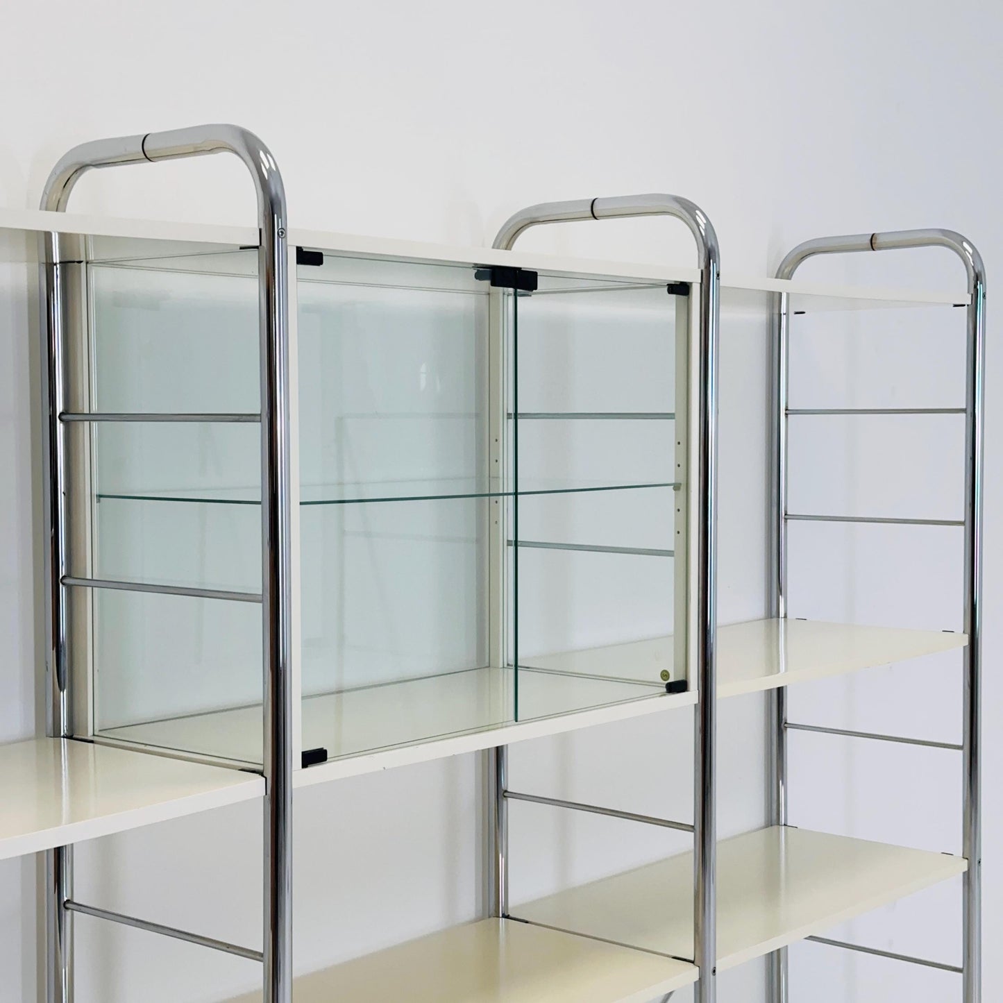 Minimalist white standing modular shelving system Niklas BY Rutger Andersson for IKEA Sweden 1980s
