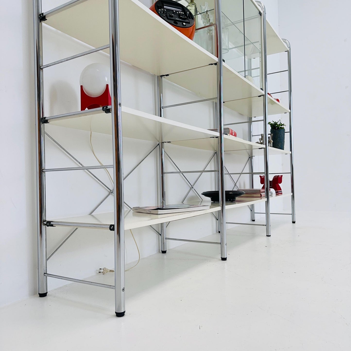 Minimalist white standing modular shelving system Niklas BY Rutger Andersson for IKEA Sweden 1980s