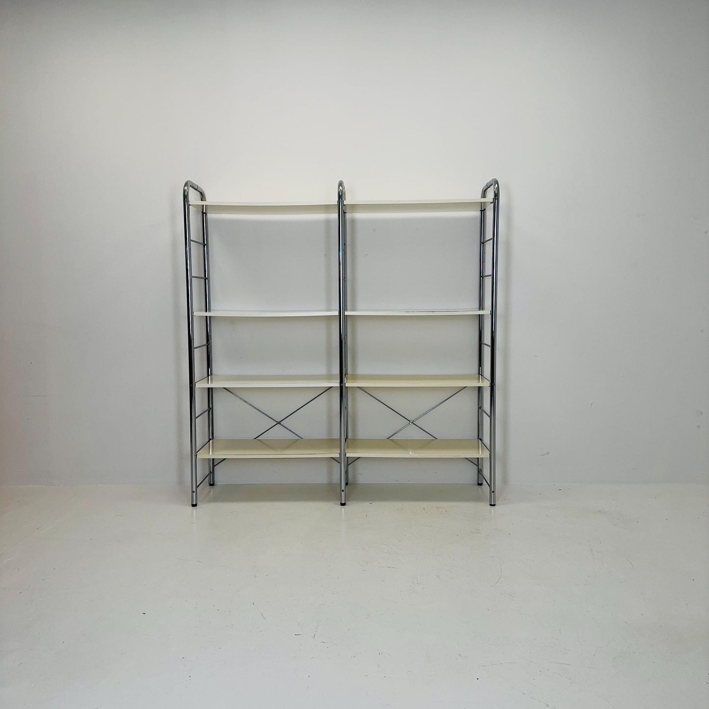 Minimalist white standing modular shelving system Niklas BY Rutger Andersson for IKEA Sweden 1980s
