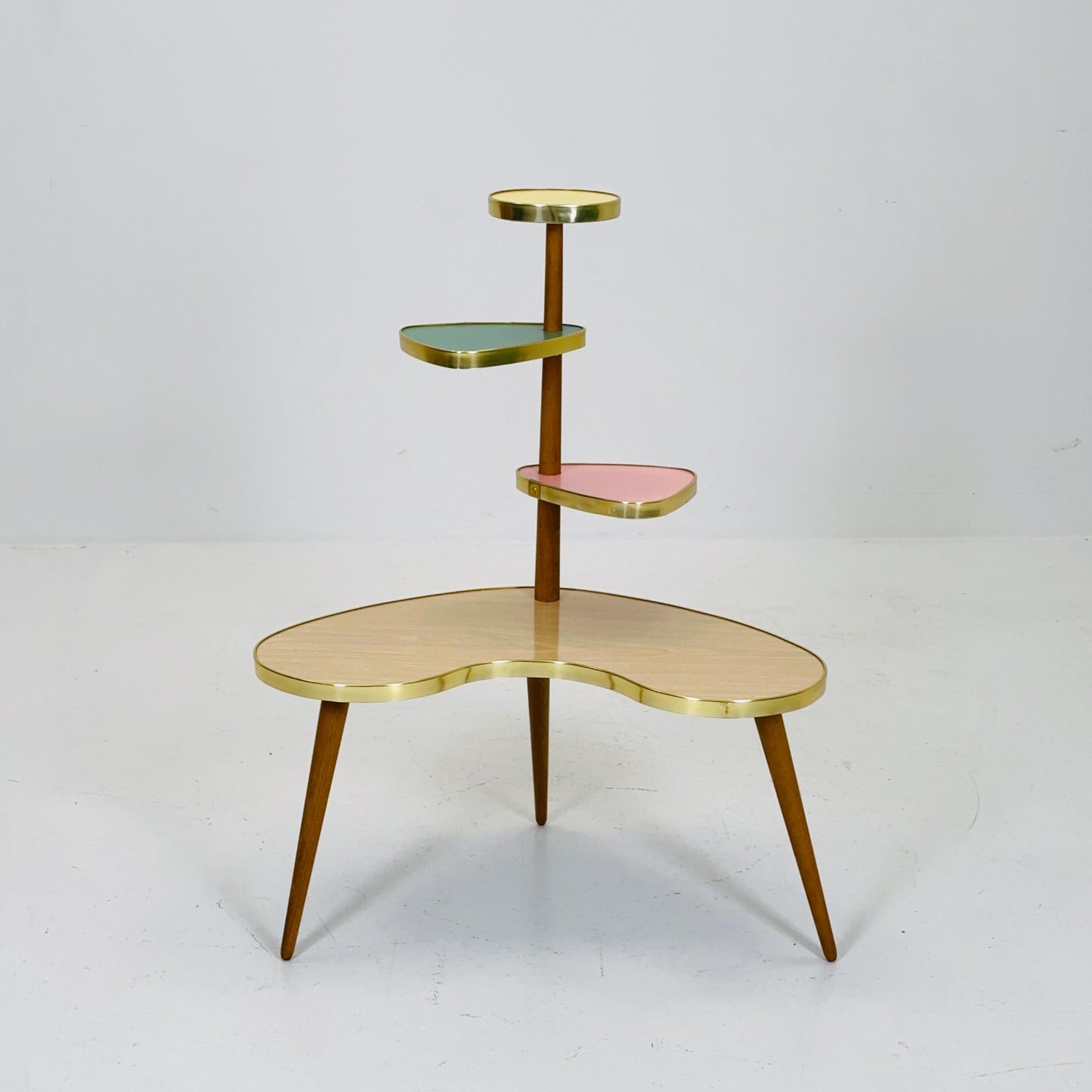 BIG 1950s German Plant Stand, Colorful Vintage Mid-Century Minimalist Indoor Plant Stand Side Table Retro flower table