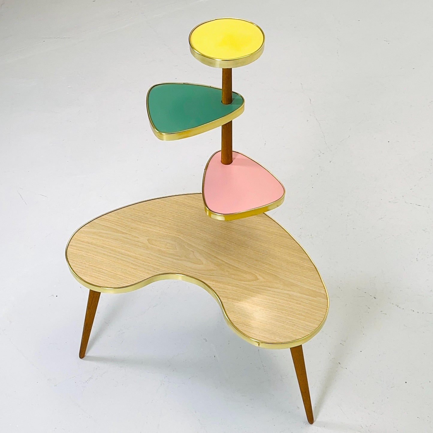 BIG 1950s German Plant Stand, Colorful Vintage Mid-Century Minimalist Indoor Plant Stand Side Table Retro flower table