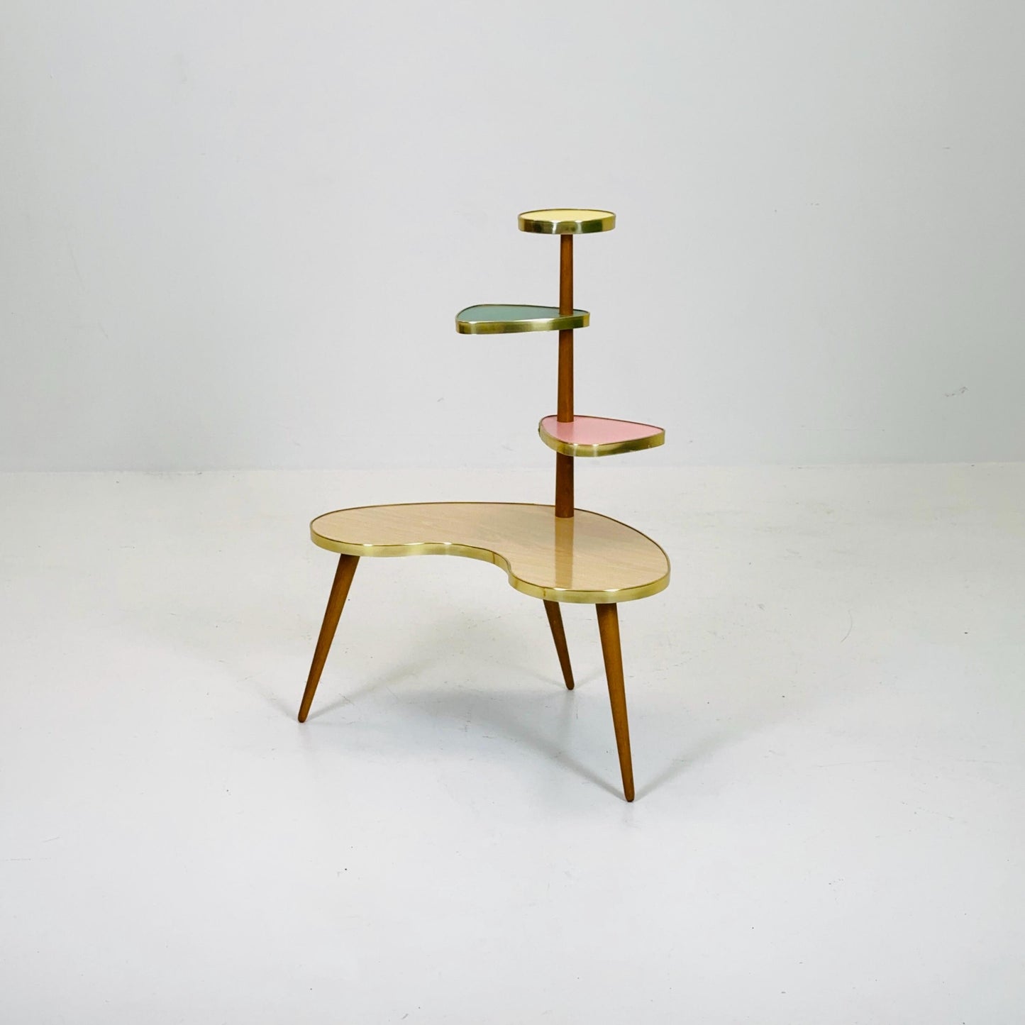 BIG 1950s German Plant Stand, Colorful Vintage Mid-Century Minimalist Indoor Plant Stand Side Table Retro flower table