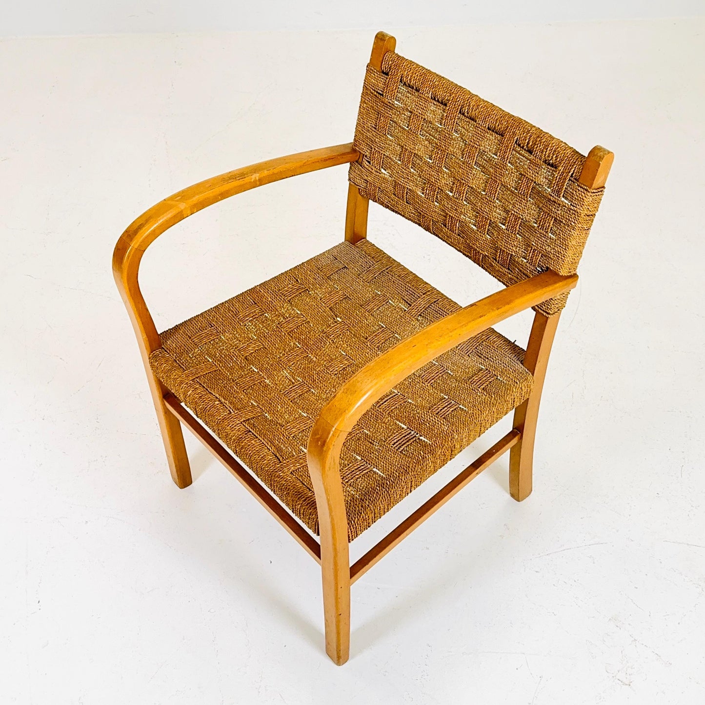 Bauhaus vintage papercord armchair by Ehrich Dieckmann, 1930s