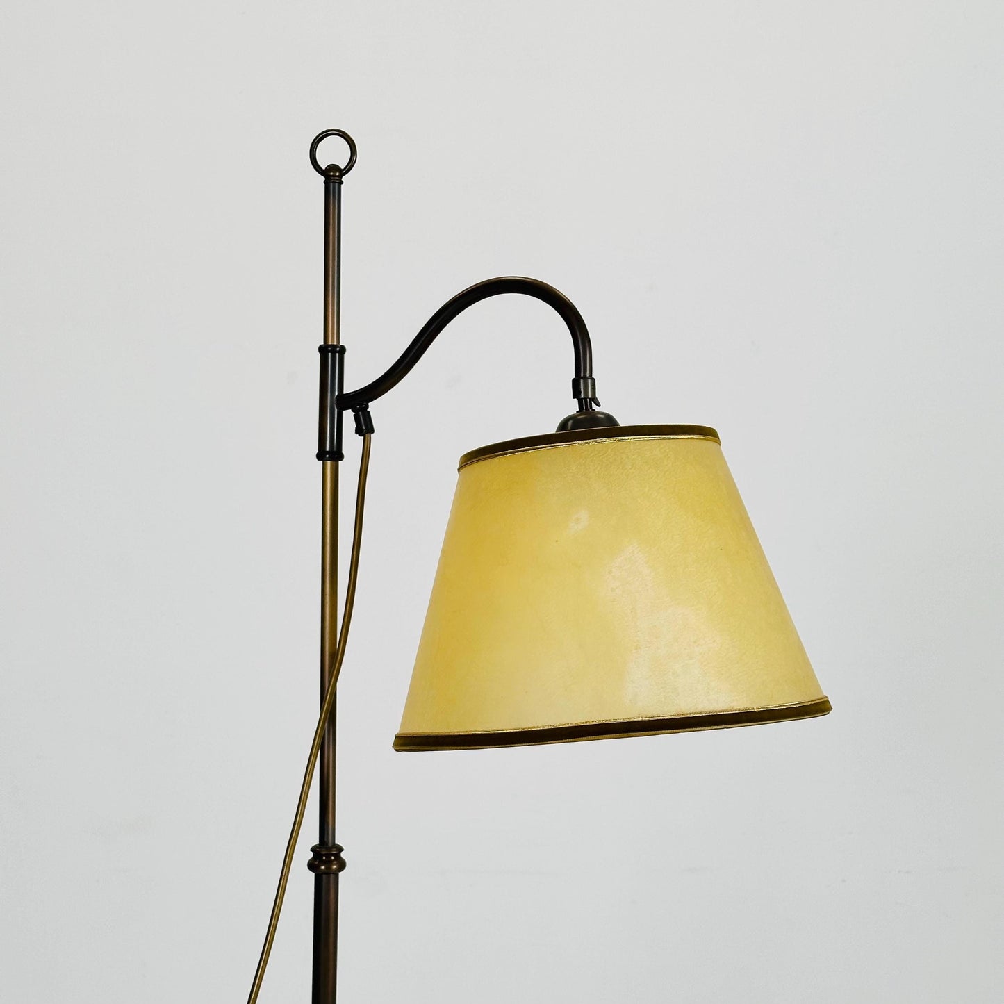 mid century adjustable Brass Column Floor Lamp, Italy 1930s