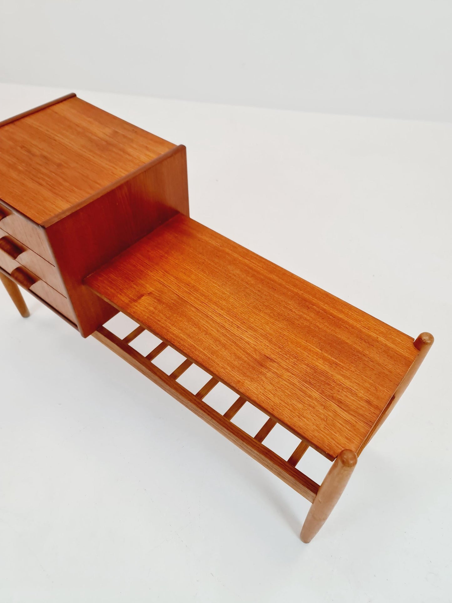 Danish teak & oak telefon table/ hallway table Arne wahl Iversen, 1960s