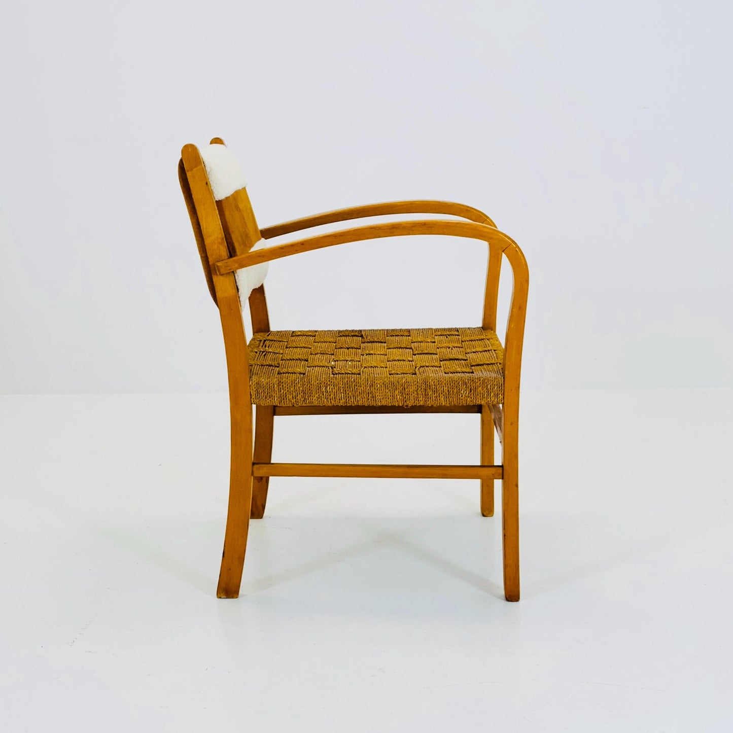 Bauhaus vintage papercord armchair by Ehrich Dieckmann, 1930s