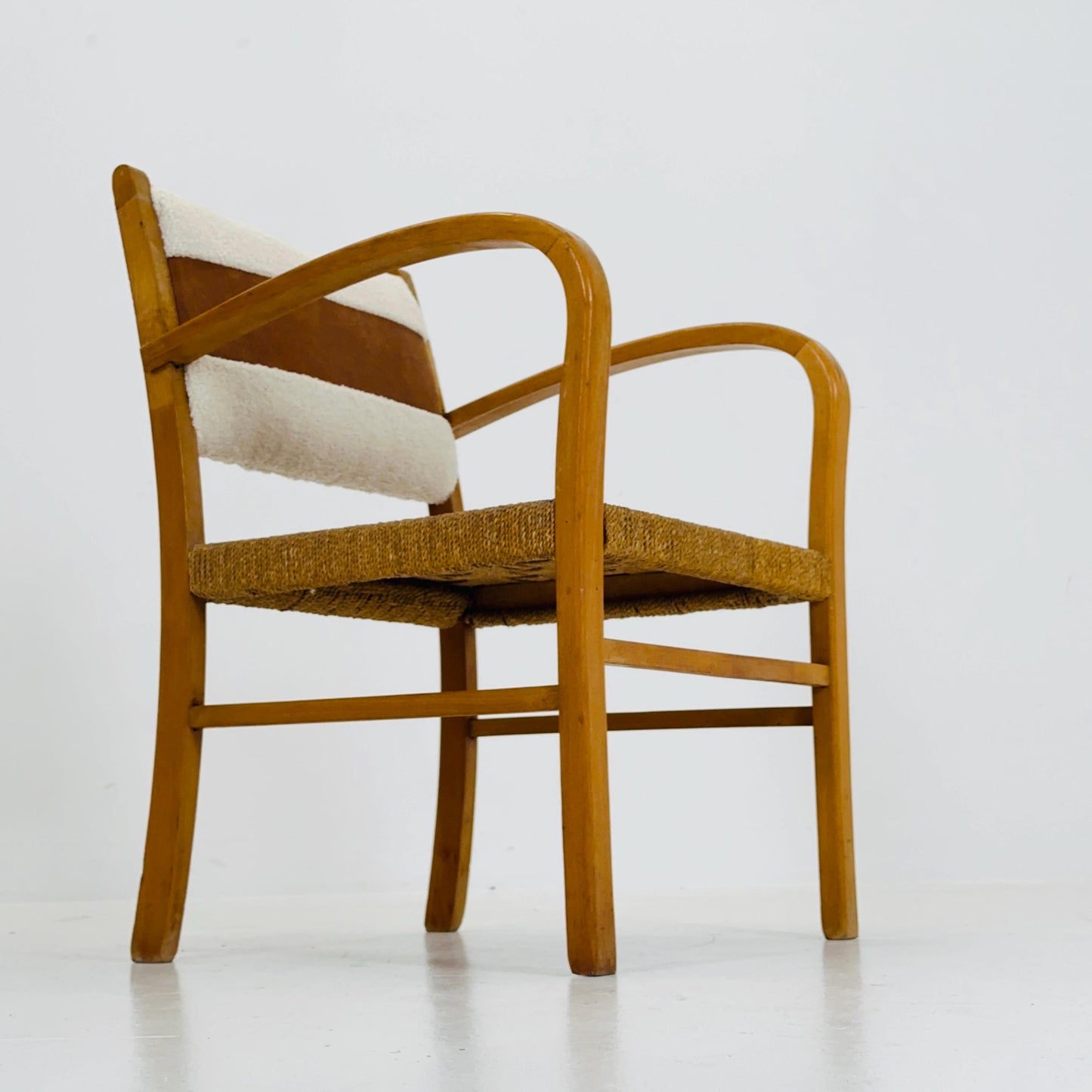 Bauhaus vintage papercord armchair by Ehrich Dieckmann, 1930s