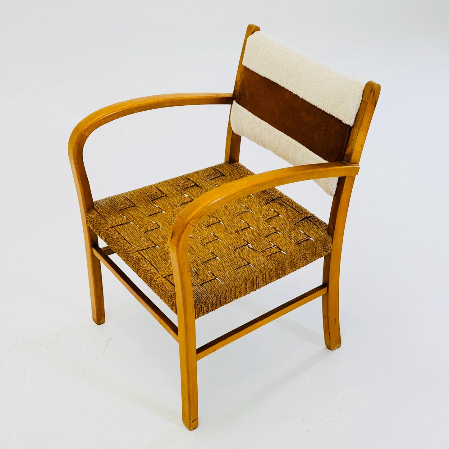 Bauhaus vintage papercord armchair by Ehrich Dieckmann, 1930s
