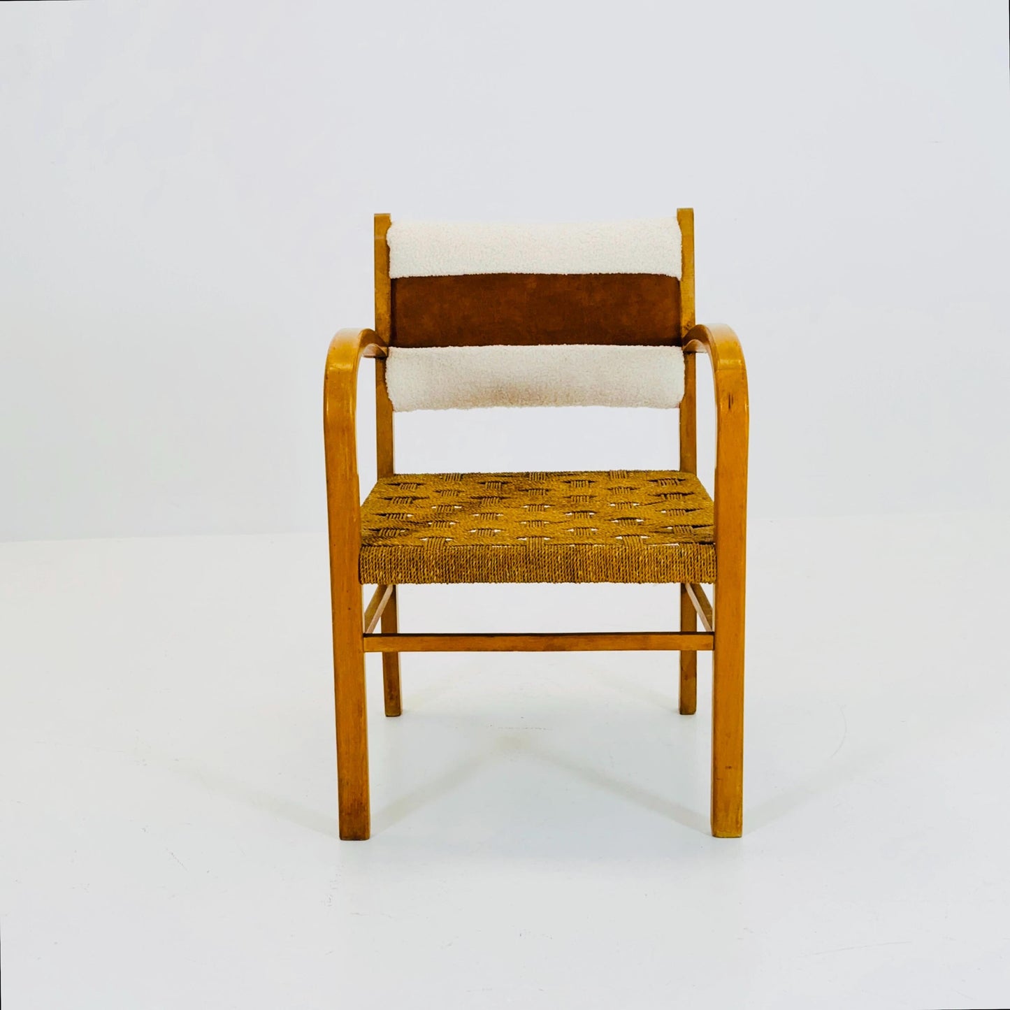 Bauhaus vintage papercord armchair by Ehrich Dieckmann, 1930s