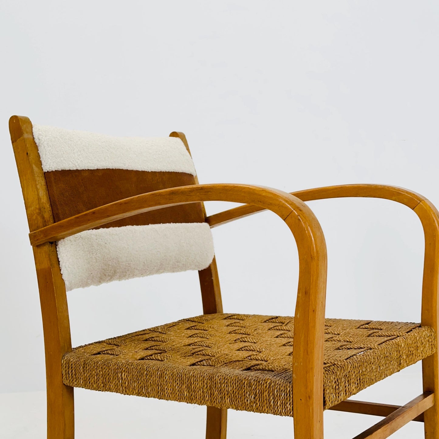 Bauhaus vintage papercord armchair by Ehrich Dieckmann, 1930s