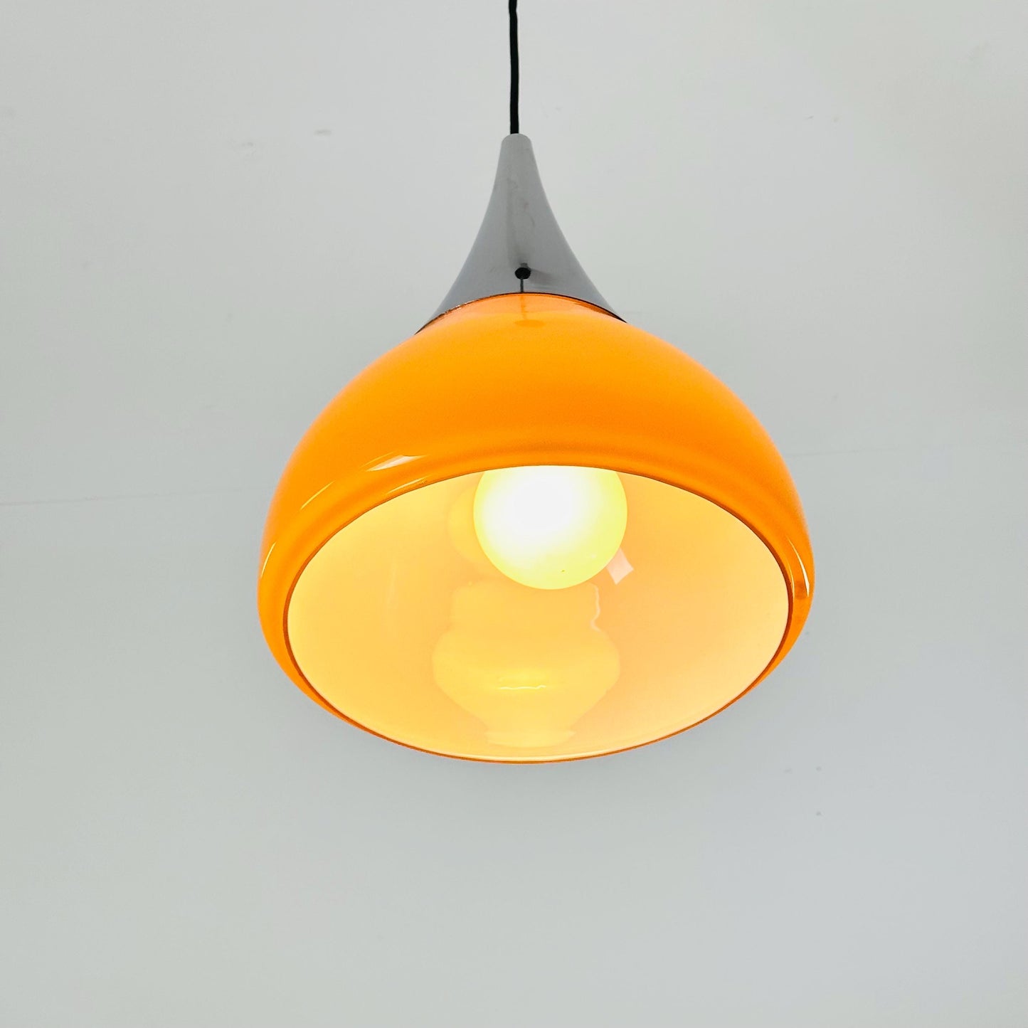 Mid century , Glashütte “Limburg” Pendant Lamp in Orange Glass - Model 1486 ,1970s