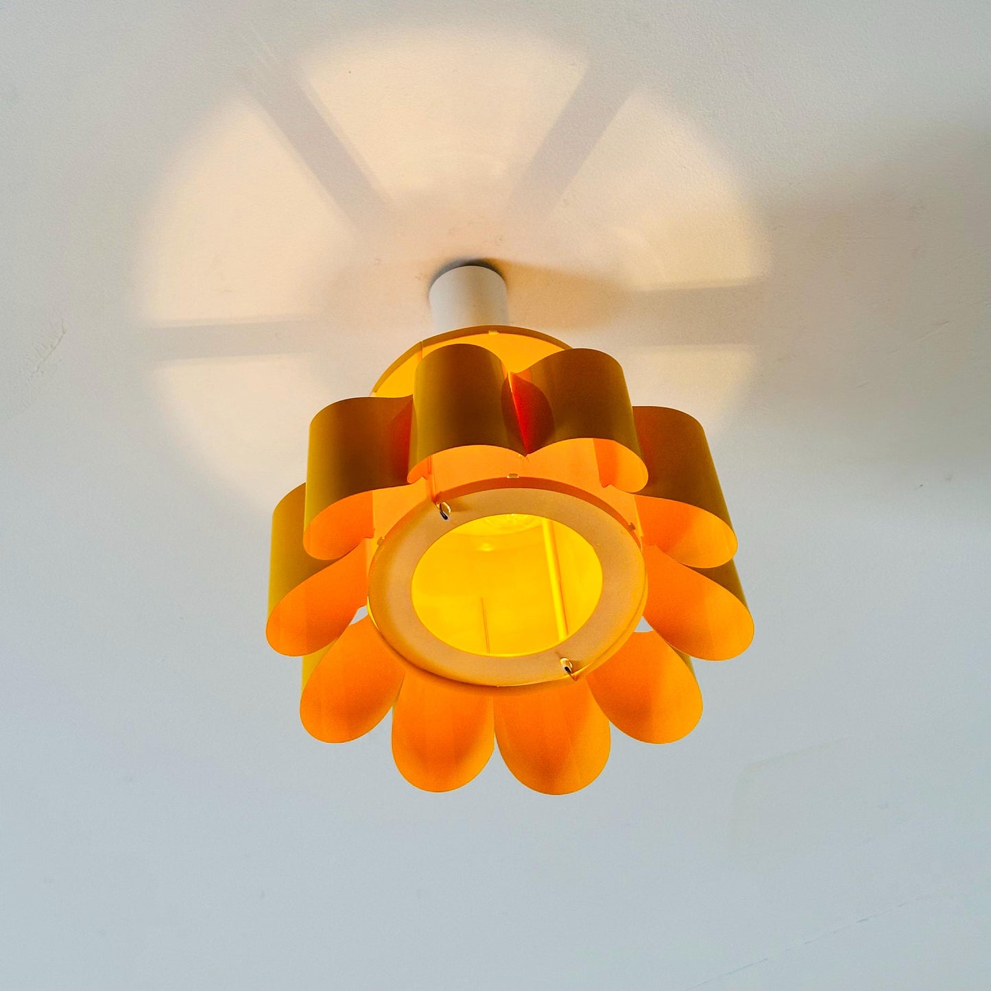 Pop Art Yellow Scalloped Plastic Ceiling Lamp 1970s