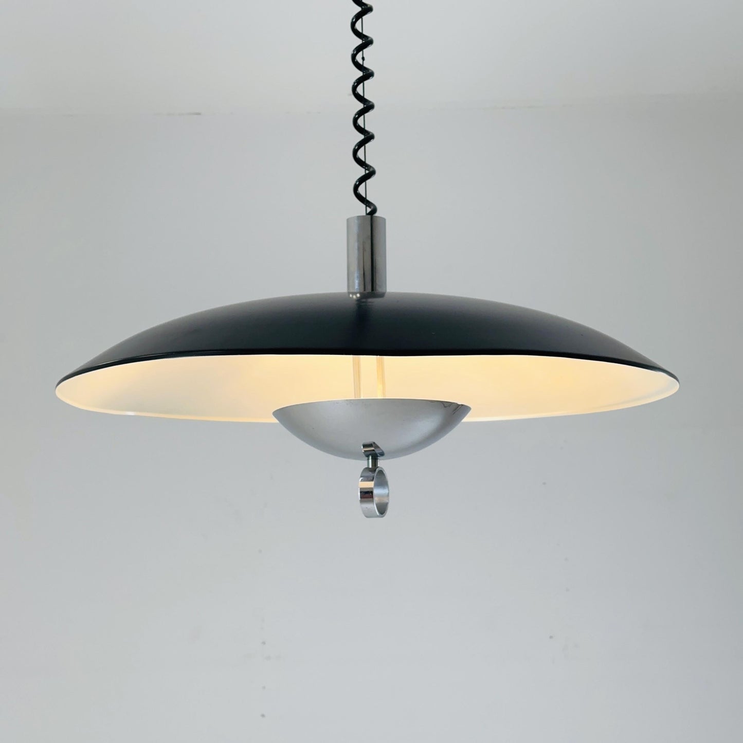 Mid century black chrome hanging lamp by Hillebrand Lighting, 1980s